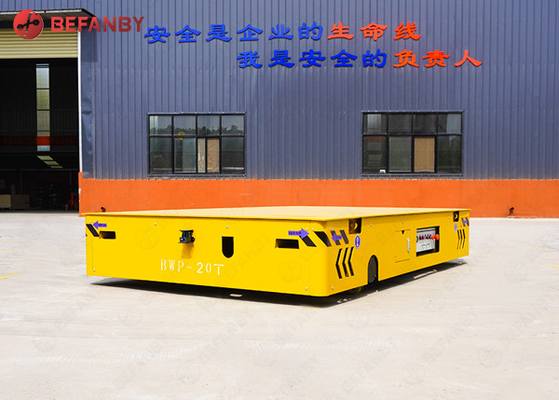 20t Motorized Painting Line Trackless Transfer Cart Four Wheels Steerable Carriage Yellow Color