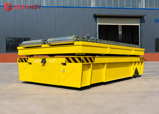 20t Motorized Painting Line Trackless Transfer Cart Four Wheels Steerable Carriage Yellow Color