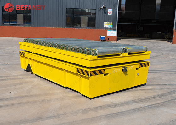 20t Motorized Painting Line Trackless Transfer Cart Four Wheels Steerable Carriage Yellow Color