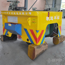 Yellow Motorized Transfer Trolley With Hydraulic Lifting System 20T Rated Load